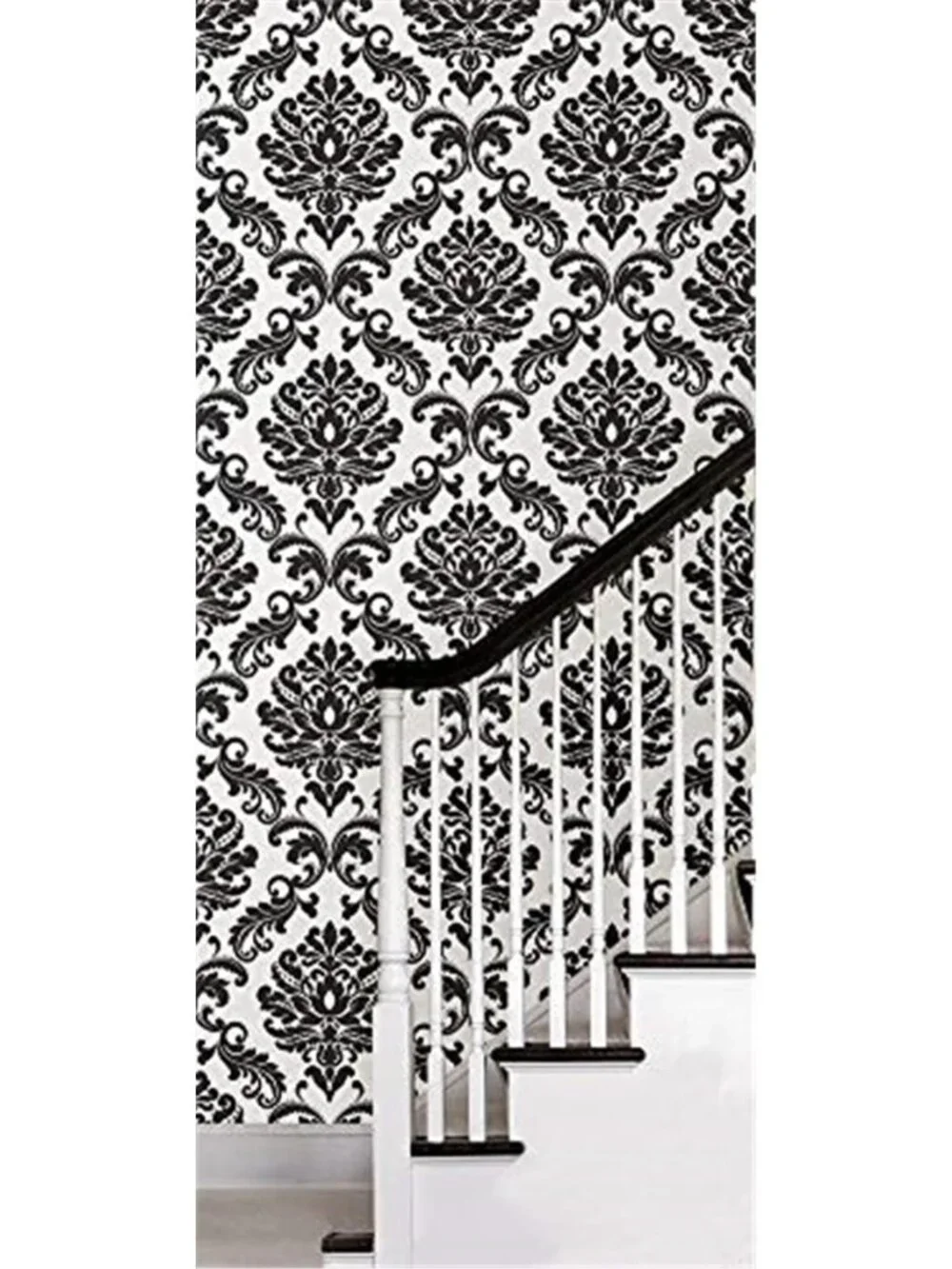 Peel Stick Removable Wallpaper Black White Damask Vinyl Wall Decor 20.5x18ft